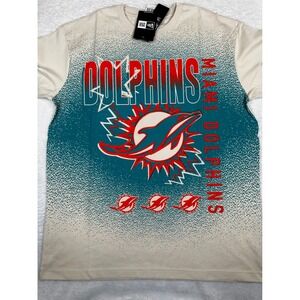 New Era Miami Dolphins NFL Graphic T-Shirt Mens XL Teal White Cream
